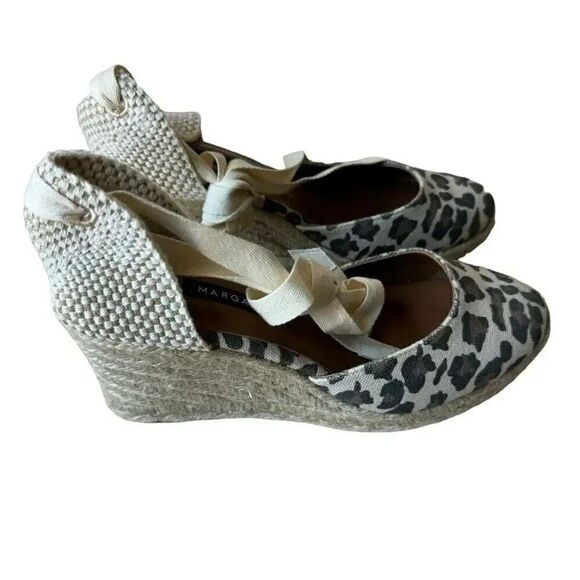 Margaux Espadrille Pique Animal Print Wedge Sandal Leopard Lace Up SZ 9 - Picture 4 of 15